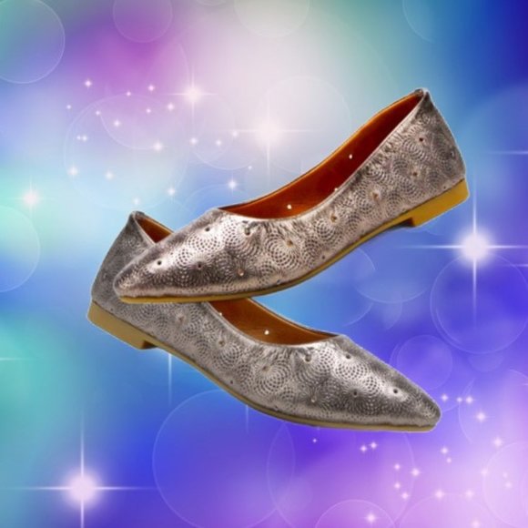 SPRING STEP Textured Cutout Metallic Pewter Soft Leather Shoes NEW Size 7.5 - Picture 1 of 6